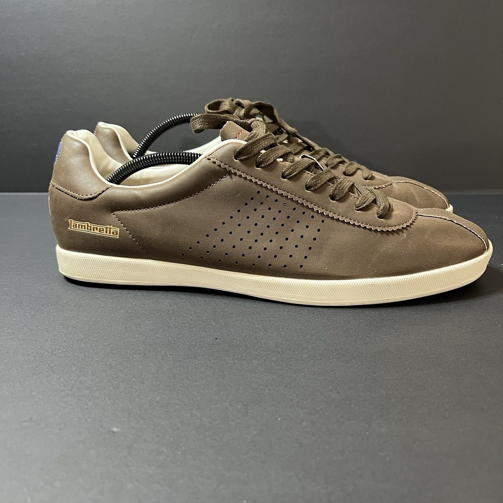 Lambretta Gazzman 3 Brown White Lace Up Shoes Retro Trainers Size UK 11 Preppy - Picture 3 of 7